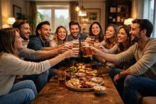 groep mensen proosten